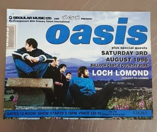 Rare Oasis Loch Lomond Saturday Blue Ticket Memorabilia Liam Noel Gallagher