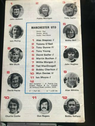Rare ticket subs x 3 Crystal Palace v Manchester United 16 dec 1972 & programme 3