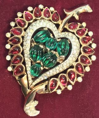 Rare Vintage Trifari ‘philippe’ Jewels Of India Moghul Melon Cut Cabochon Pin