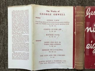 George Orwell - 1984 - Nineteen Eighty - Four - First Edition (UK 1949) VERY RARE 3