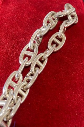 HERMES Paris Chaine d’Ancre Sterling Silver Graduated Chain Necklace (Rare) 3
