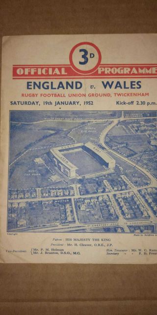Look - Wales V England 1952 Hand Signed Rugby Programme,  Autographs - Rare