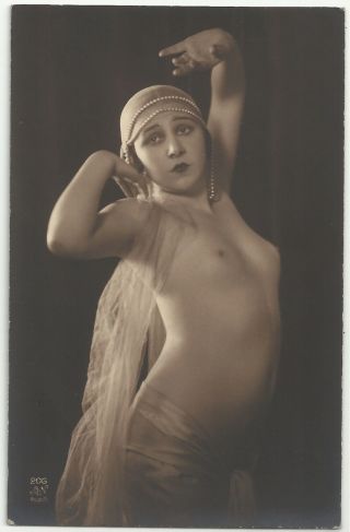 Rare Old French Real Photo Postcard Jazz Age Nude Study 1920s Rppc 366