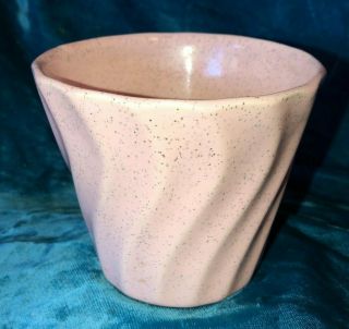Rare Vintage Bauer 4 " Swirl Flower Pot Pink Speckled Shape Planter 4
