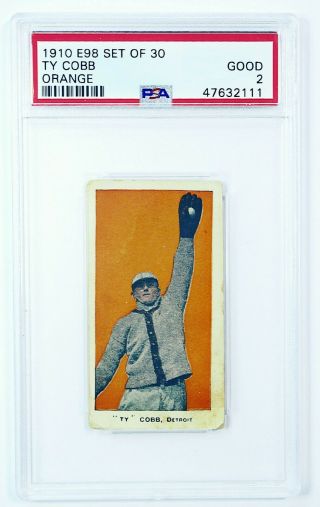 1910 E98 " Set Of 30 " Ty Cobb Orange Rare Baseball Card - Psa Grade: Good 2
