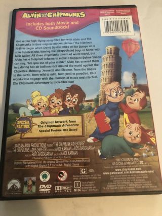 The Chipmunk Adventure DVD 2006 by Ross Bagdasarian,  RARE OOP w/ CD Soundtrack 2