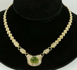 Agi Heavy 14k Gold 15.  0ctw Diamond/rare Tourmaline Paraiba Pendant Necklace