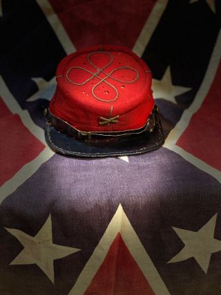 Rare Civil War Confederate Artillery Officers Kepi Hat Or Cap With Id - Rare Find