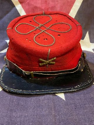 Rare Civil War Confederate Artillery Officers Kepi Hat Or Cap With ID - Rare Find 3
