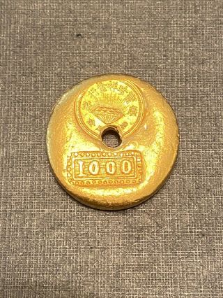 Rare 24k Gold Chinese Ingot/sycee Inscription/marked 37.  5 Grams