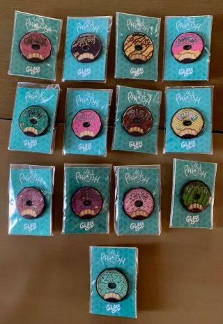 Phish Official Bakers Dozen Run Donut Pins Complete Set Msg Nyc Limited Rare Htf