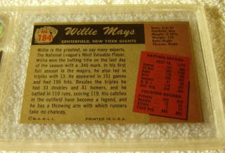 WILLIE MAYS 1955 BOWMAN 184 CSA 9 SUBS (9 9 9 8 9 9) VERY RARE GIANTS 2