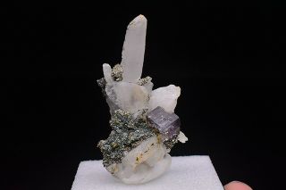 22g Natural Purple Fluorite Pyrites Quartz Crystal Rare Mineral Specimen China