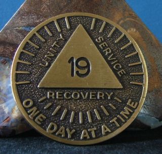 Rare Aa19 Year One Day At A Time " Sunshine " Bronze Medallion Token Chip L14