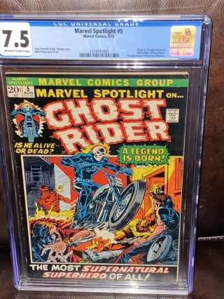 Marvel Spotlight 5 (ghost Rider 1st App.  Johnny Blaze) Cgc 7.  5 Rare 1972