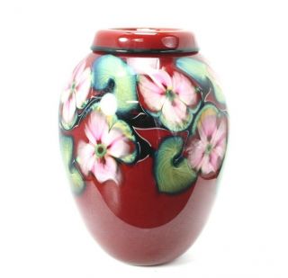 Signed Charles Lotton Rare Red Multi Flora Studio Art Glass Vase 1998 - Custom