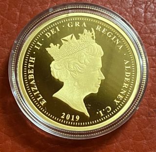 2019 Alderney Double Sovereign Pure 24 Carat Gold Proof Mintage Only 399 Rare