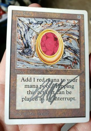 Vintage Magic | Signed Mtg Unlimited Mox Ruby,  Power 9,
