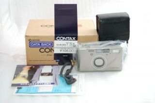 " Rare Near " Contax T3d Titanium 35mm Slr Camera Double Teeth Silver 3828