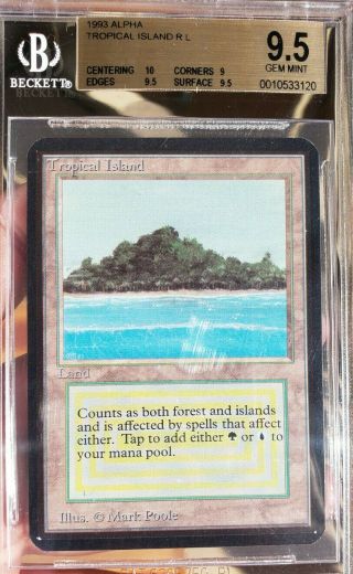 Vintage Magic | Gem Bgs 9.  5 Mtg Alpha Tropical Island,  W/10 Sub,
