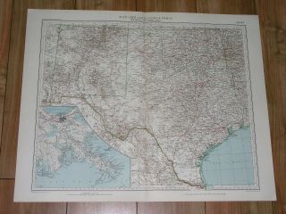 1929 Rare Vintage Map Of Texas Houston Dallas Oklahoma Mexico Orleans