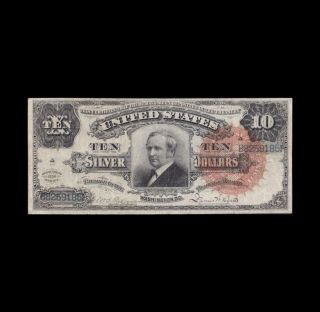 Extremely Rare Large Red Seal 1886 $10 Silver Certificate Tombstone Very Fine