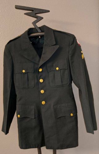 Rare Vintage 4th Army Military Uniform Dress Jacket With Patches - Sz.  Regular 37