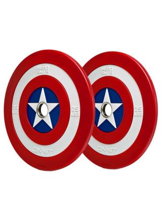 Onnit Captain America 45 Lb Pound Olympic Weight Plates (2) Rare Avenger