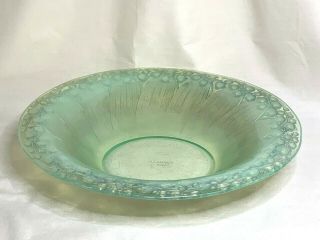 Rare R.  Lalique French Art Glass Green Opalescent Muguet Pattern Bowl