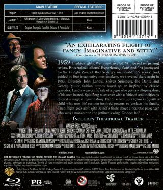 Twilight Zone The Movie 1983 (Blu - ray Disc,  2007) OOP Rare 2