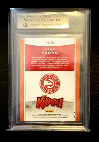 2018/19 Panini Crown Royale Trae Young Kaboom Rare Insert BGS 9.  5 Gem w/ 2 10s 3