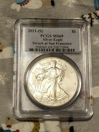 2011 - (s) Silver Eagle - Pcgs Ms 69 - Rare San Fransisco Issue -