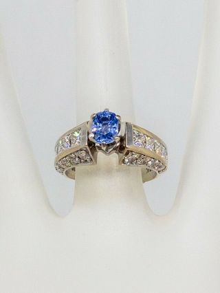 Rare $10,  000 3ct Natural No Heat Blue Sapphire Vs G Diamond 18k White Gold Ring