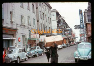 Rare 1960s Hong Kong Street Scene Cars Shops - Please See My Other Hk Slides