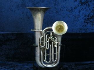 Cg Conn Silver 5 Valve Double Bell Euphonium Ser 126692 Very Rare Vintage Horn