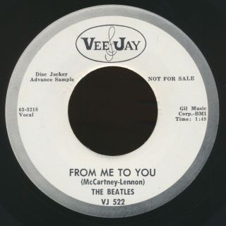 Beatles Very Rare 1963 U.  S.  " From Me To You " Vee Jay 522 Promotional Issue 45