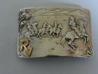 Rare Clemens Friedell Rancheros Visitadores Sterling Silver Gold Buckle C.  1930s