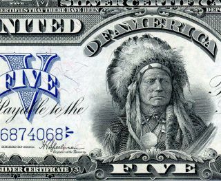 Hgr Sunday 1899 $5 Indian Chief ( (rare Grade))  Appears Very Near Uncirculated