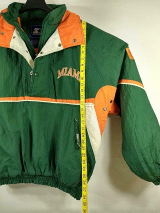 Rare - Vintage 90s Starter University Of Miami Hurricanes Hooded Jacket Size L 3
