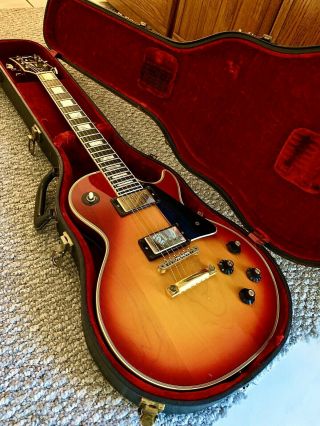 Gibson 1974 Gibson Les Paul Custom RARE ONE PIECE Mahogany Body Cherry Sunburst 2
