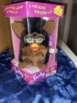 Rare Vintage 1998 Black And Brown Furby And Papers Hard To Find.  Cool