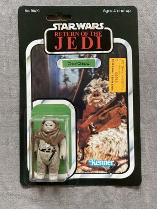 On Card Vintage 80s Kenner Star Wars Rotj 65 Back Chief Chirpa Clear Bubble