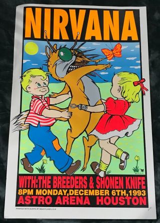 Nirvana 1993 Silkscreen Concert Poster Print By Frank Kozik Signed 66/800 Rare