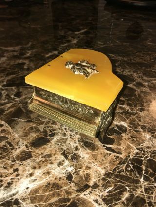 Rare Vintage Westland Co.  Gold Guild Metal Piano Music Box Plays " Evergreen "