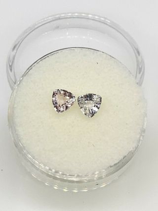 Rare $2000 1.  06ct Trillion Cut No Heat Natural White Pink Sapphire Pair Loose