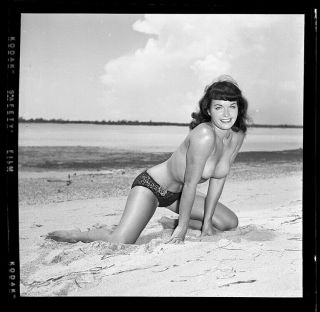 RARE UNPUBLISHED Bettie Page Topless 1954 Camera Negative Bunny Yeager 2