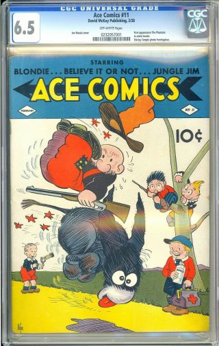 Ace Comics 11 RARE 1st App.  The Phantom Pre - Dates Action Comics 1 1938 CGC 6.  5 3