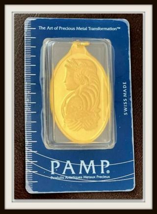 Rare Pamp Suisse 1/2 Troy Ounce 999.  9 Fine Gold Bar Pendant With 18k Gold Bail
