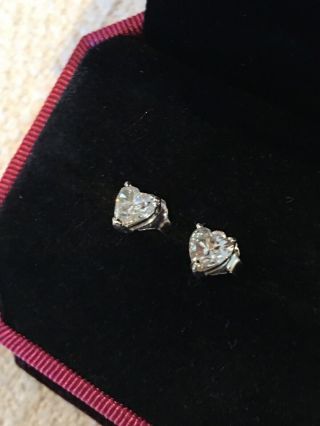 And Rare Heart Shaped Diamond Stud Earrings Approx.  1 Carat