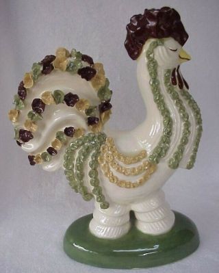 Rare Vintage Hedi Schoop Rooster Vase California Pottery 12 " Signed